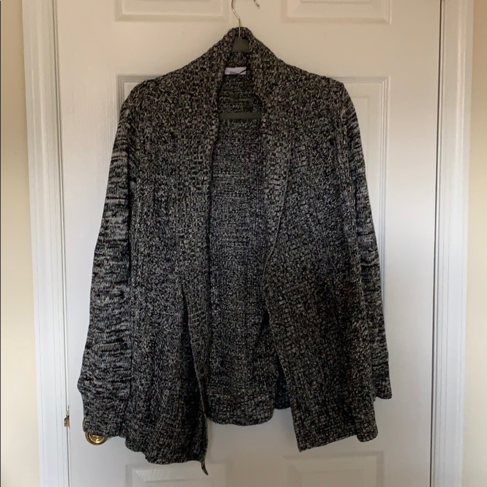 Charter Club Marled Black Open Sweater - Size Large